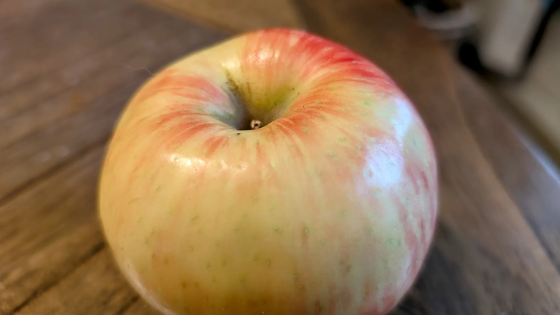 Top of a honeycrisp apple.