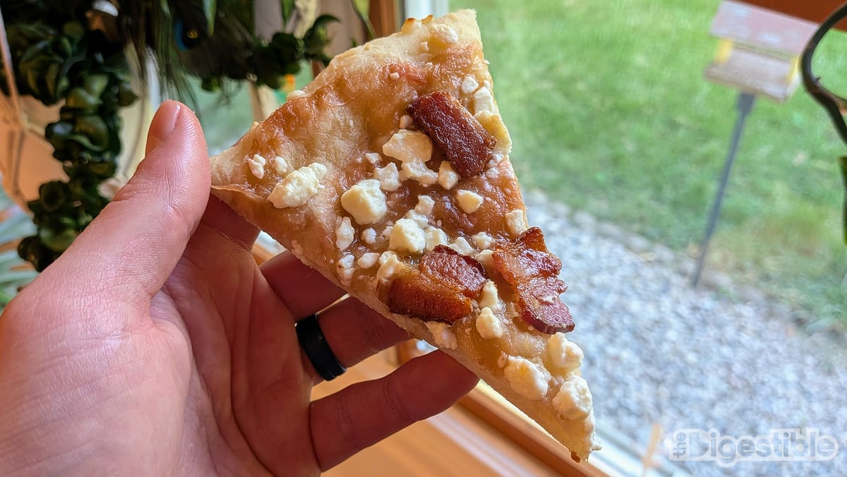 Rhubarb Bacon Feta Pizza